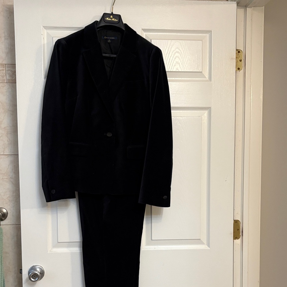 Brooks Brothers black velvet woman’s tuxedo style suit